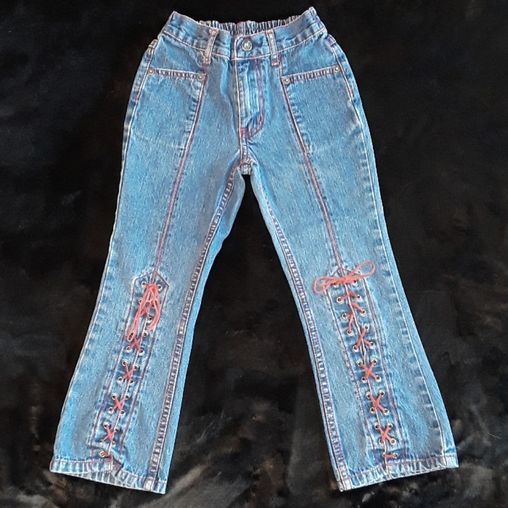 Vintage girls zara di jeans red lace up size 6